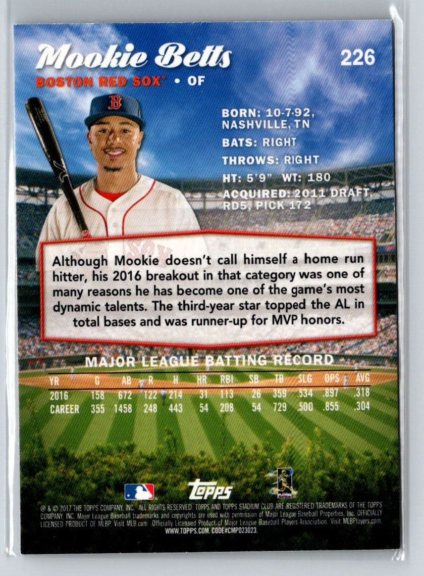 2017 Stadium Club #226 Mookie Betts K41