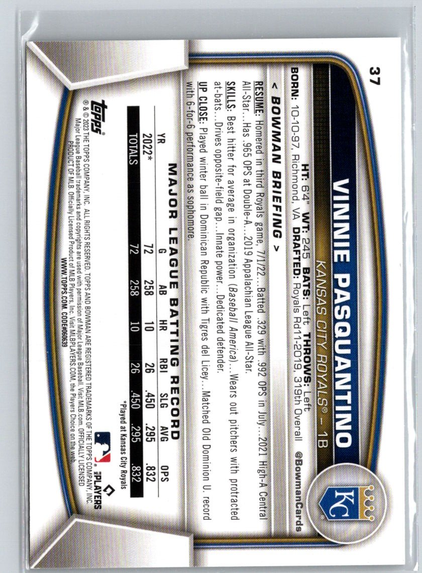 2023 Bowman #37 Vinnie Pasquantino K41