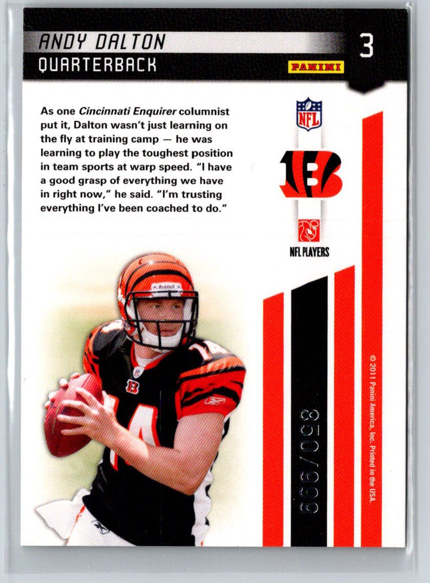 2011 Panini Certified #3 Andy Dalton Certified Potential #/999 K41