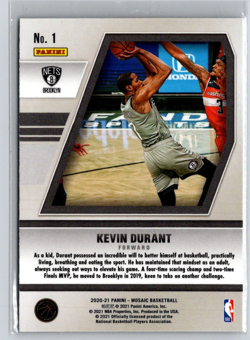2020-21 Panini Mosaic #1 Kevin Durant Will to Win K42