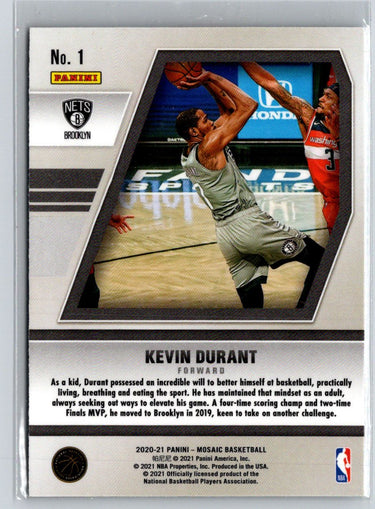 2020-21 Panini Mosaic #1 Kevin Durant Will to Win K42