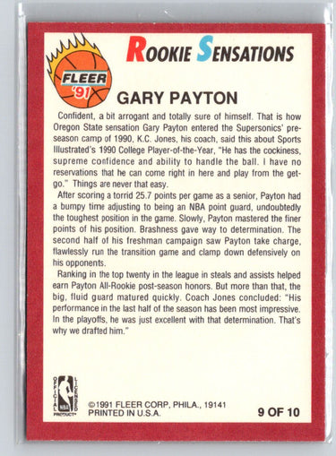 1991-92 Fleer #9 Gary Payton Rookie Sensations K42