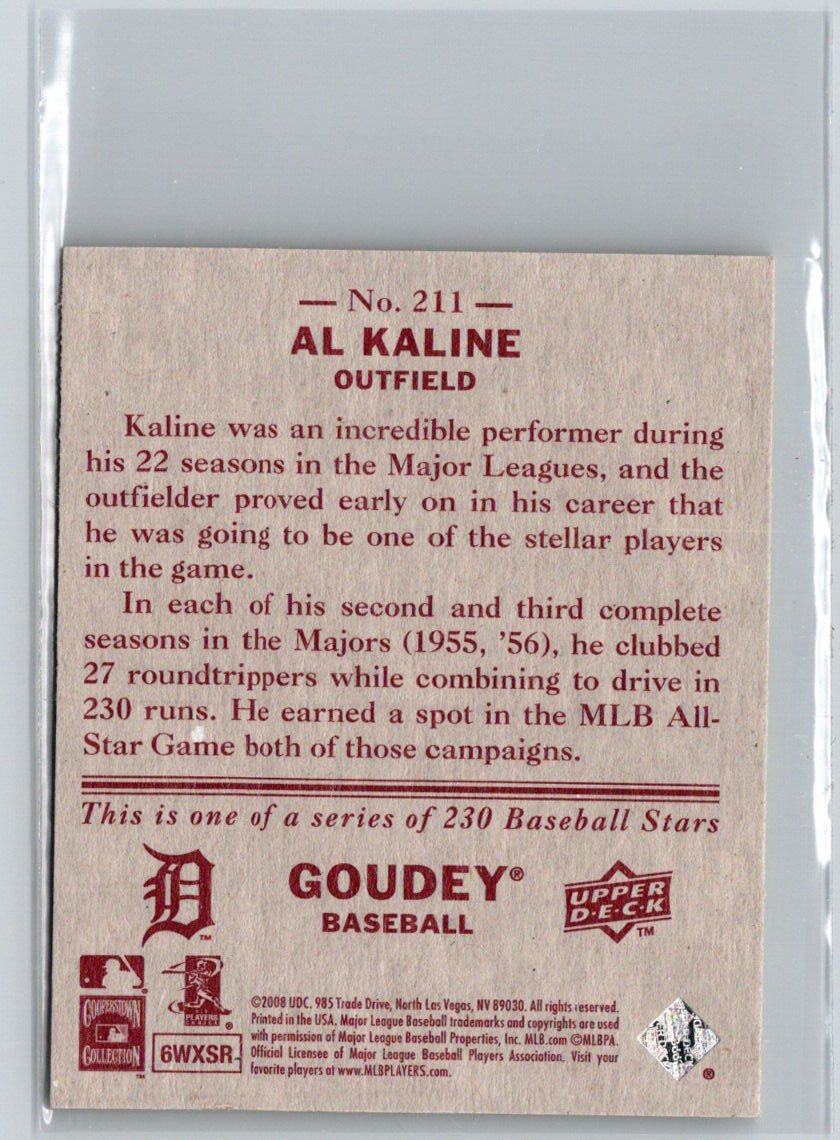 2008 Upper Deck Goudey #211 Al Kaline Mini Red Backs K42