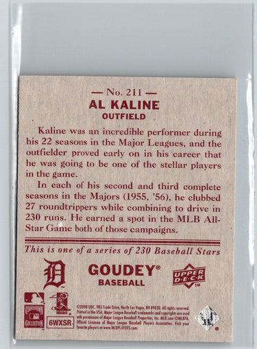 2008 Upper Deck Goudey #211 Al Kaline Mini Red Backs K42