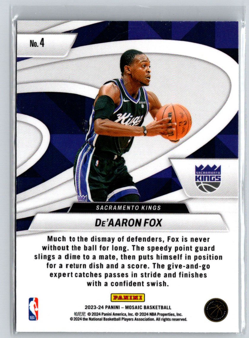 2023-24 Panini Mosaic #4 De'Aaron Fox Give and Go K43