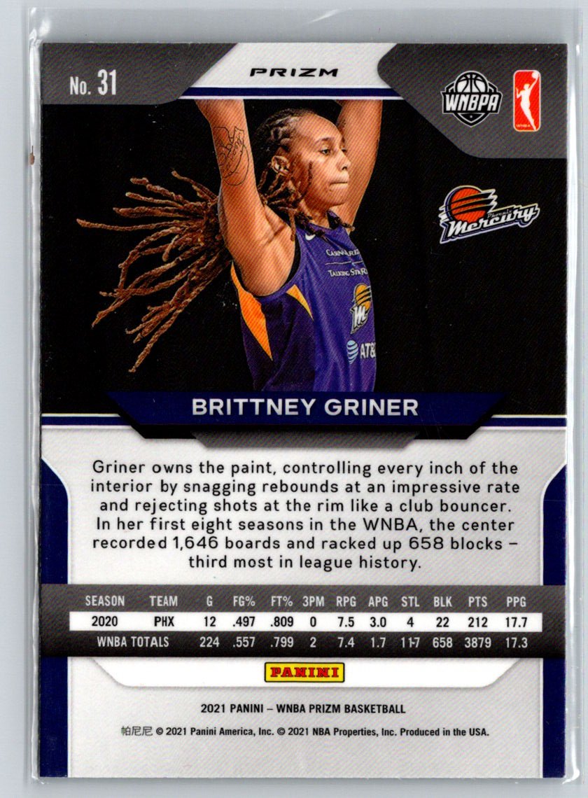 2021 Panini Prizm WNBA #31 Brittney Griner Prizms Hyper K43