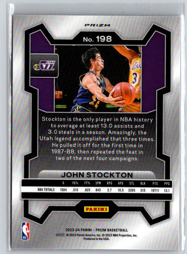 2023-24 Panini Prizm #198 John Stockton Prizms Pink Ice K44