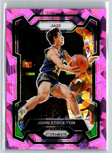 2023-24 Panini Prizm #198 John Stockton Prizms Pink Ice K44