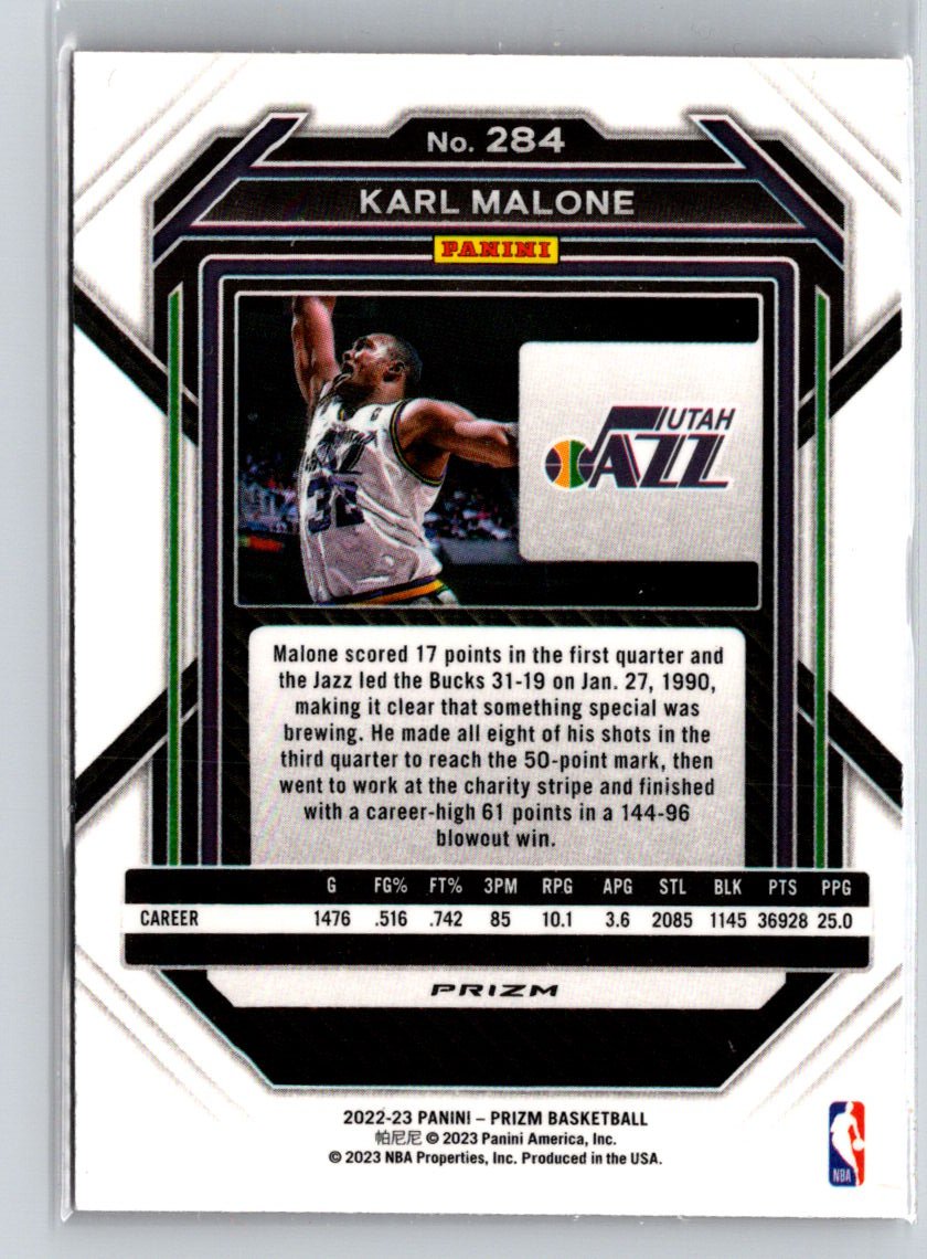 2022-23 Panini Prizm #284 Karl Malone Prizms Pink Ice K44