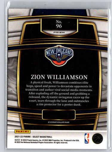 2021-22 Panini Select #96 Zion Williamson Blue Shimmer Prizms K44