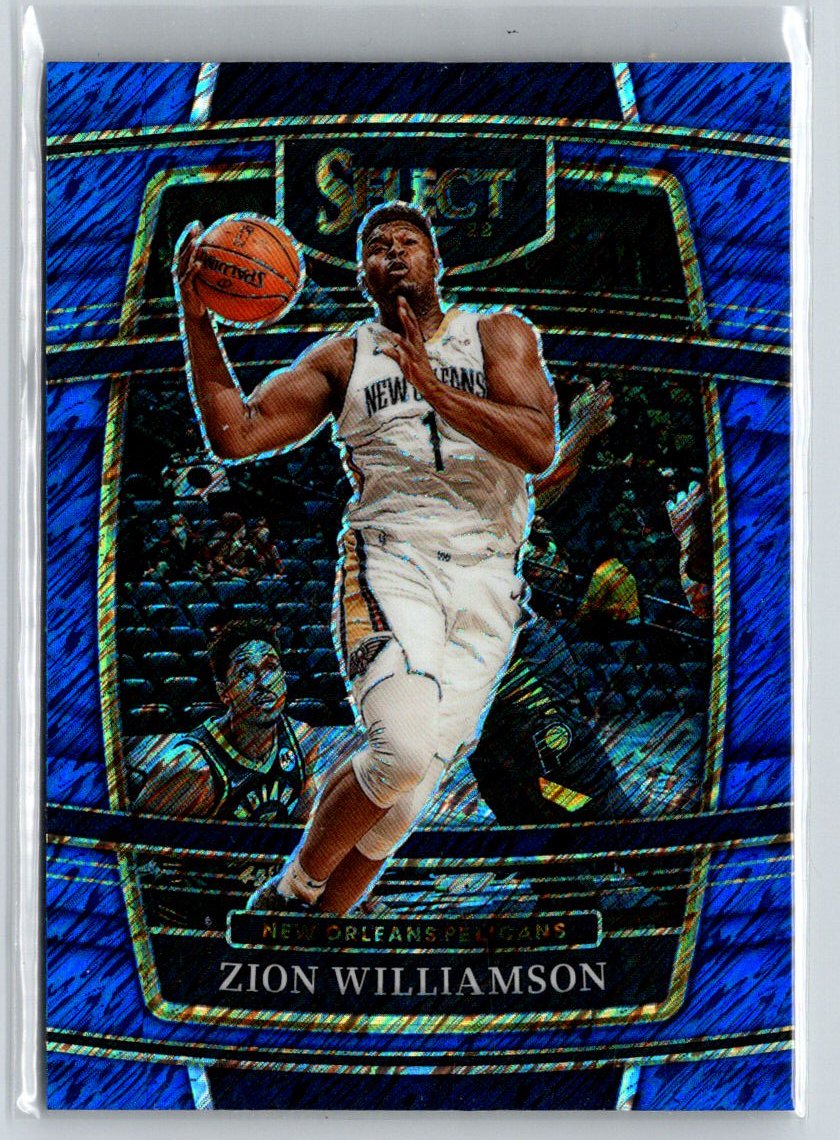 2021-22 Panini Select #96 Zion Williamson Blue Shimmer Prizms K44