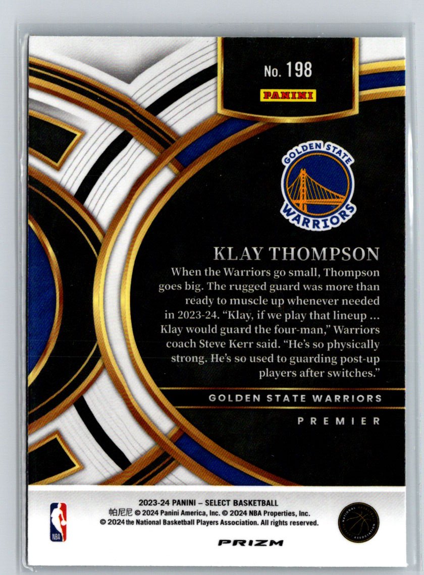 2023-24 Panini Select #198 Klay Thompson Silver Prizms K44