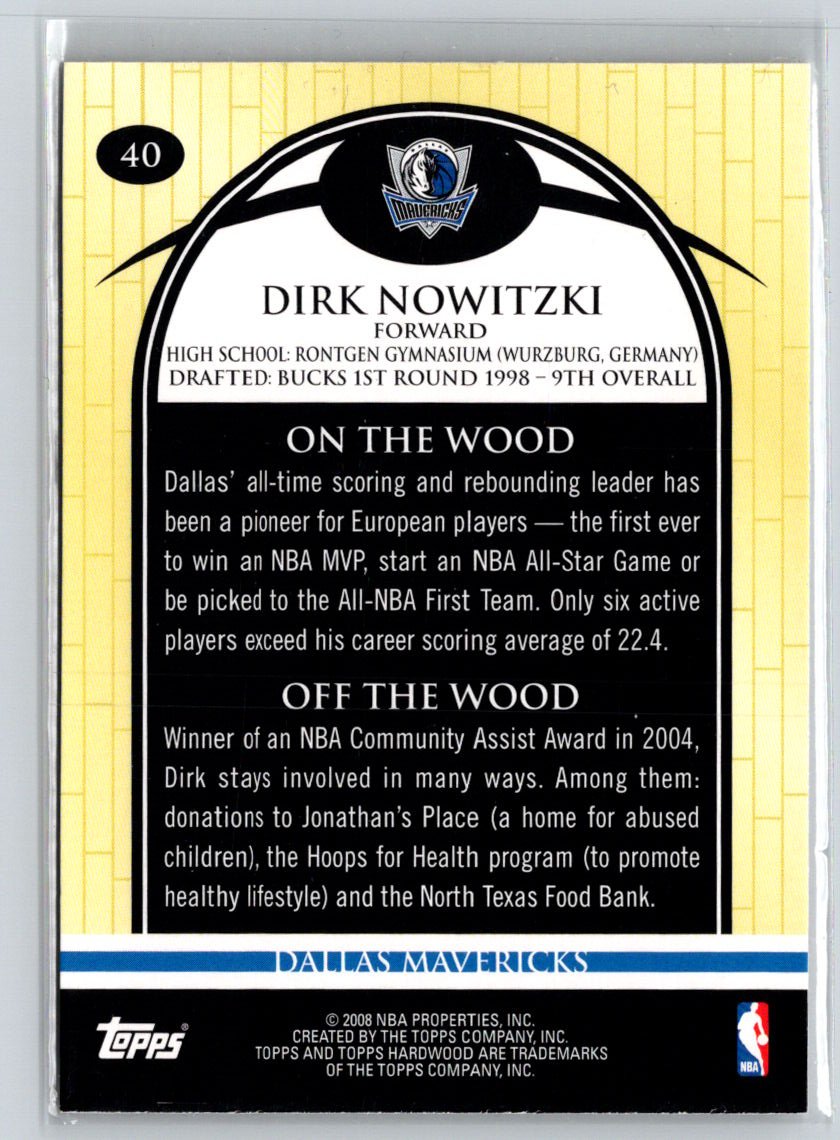 2008-09 Topps Hardwood #40 Dirk Nowitzki K45