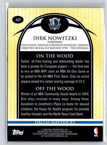 2008-09 Topps Hardwood #40 Dirk Nowitzki K45