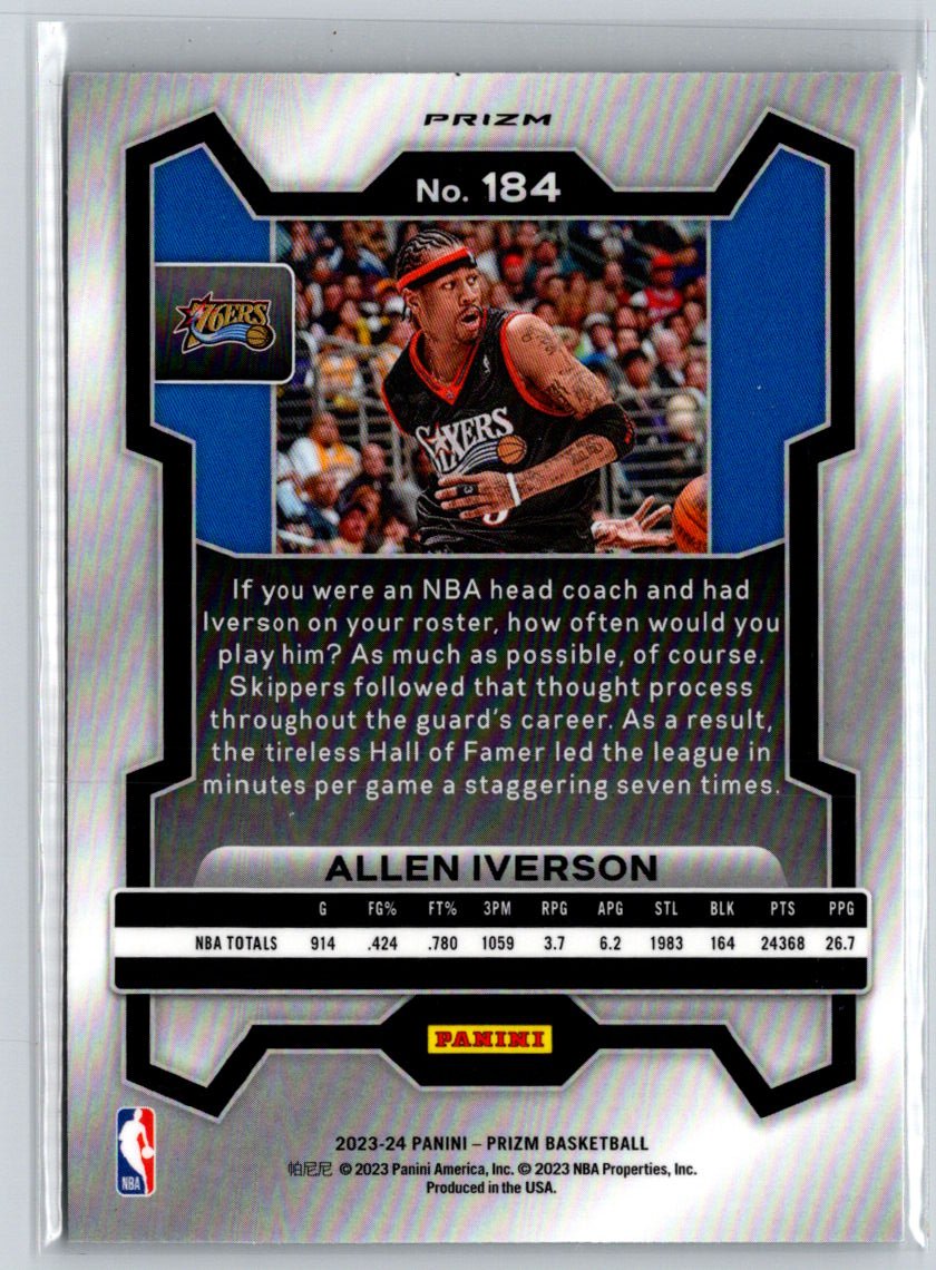 2023-24 Panini Prizm #184 Allen Iverson Prizms Hyper K45