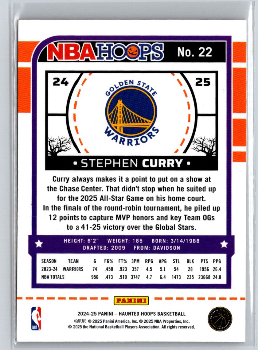 2024-25 Hoops Haunted Hoops #22 Stephen Curry Orange K46