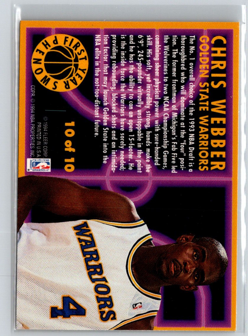 1993-94 Fleer #10 Chris Webber First Year Phenoms K47