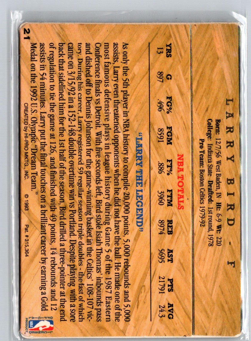 1993 Action Packed Hall of Fame #21G Larry Bird 24K Gold K48
