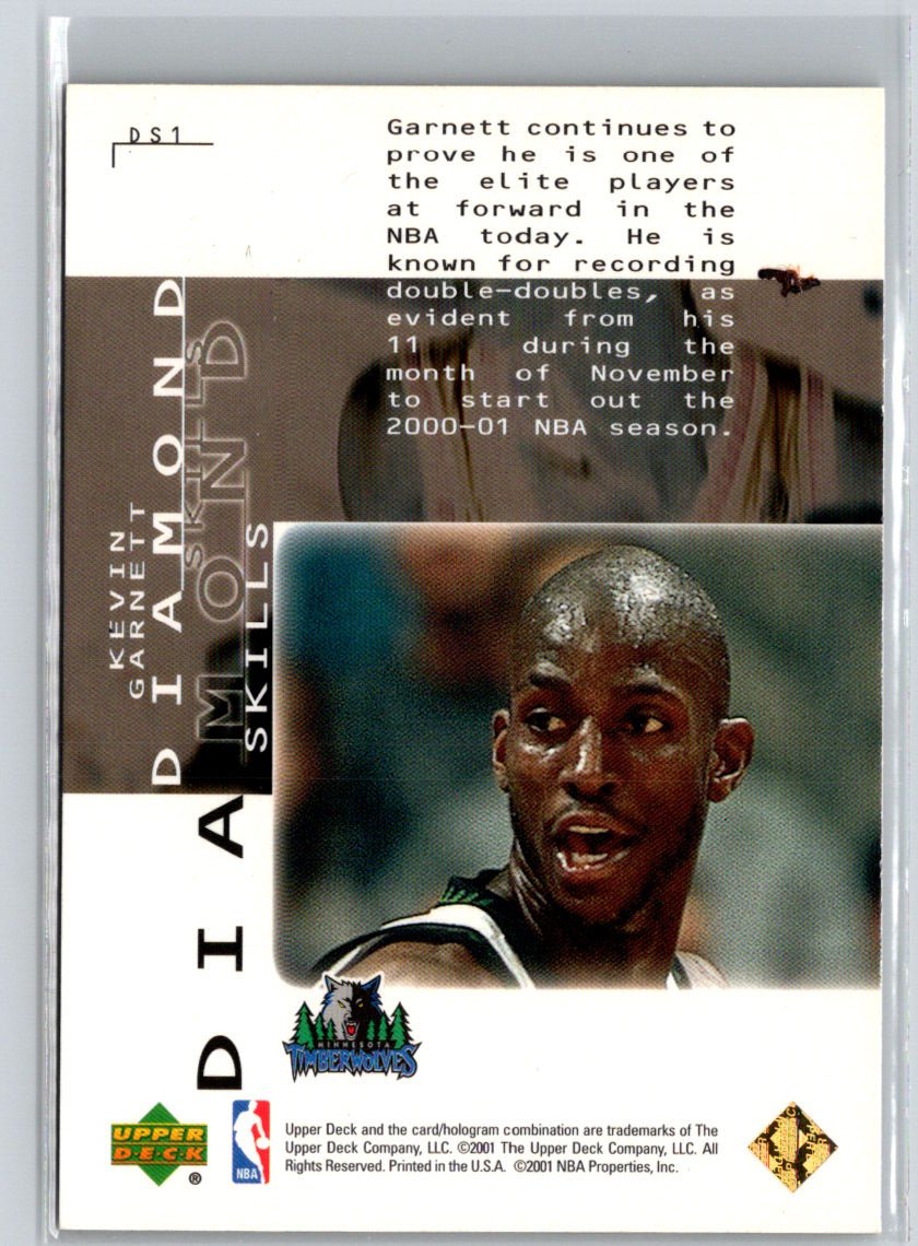 2000-01 Upper Deck Black Diamond #DS1 Kevin Garnett Diamond Skills K48