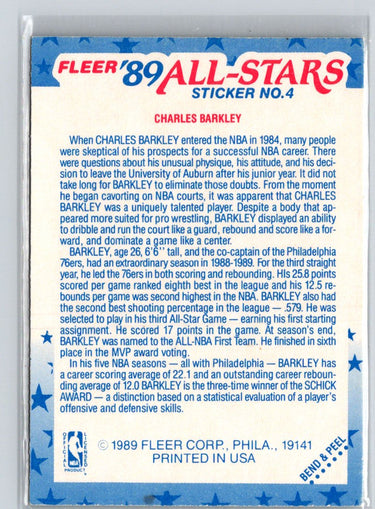 1989-90 Fleer #4 Charles Barkley Stickers K49