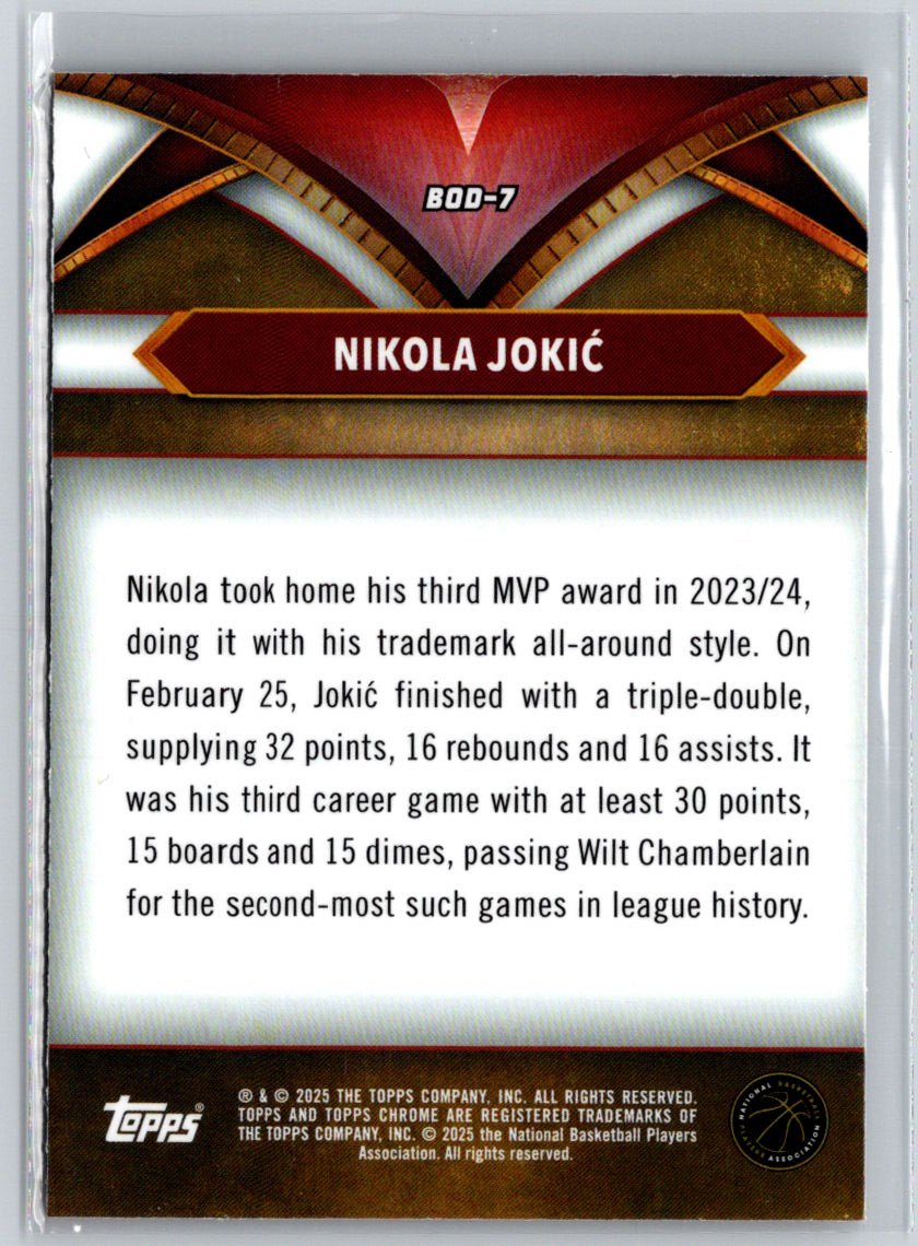 2024-25 Topps Chrome - Ball of Duty Blue Refractor #BOD-7 Nikola Jokić K50