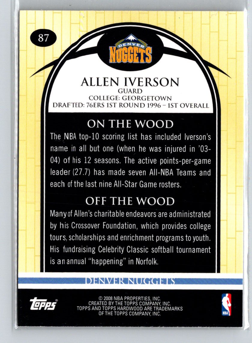 2008-09 Topps Hardwood #87 Allen Iverson K50