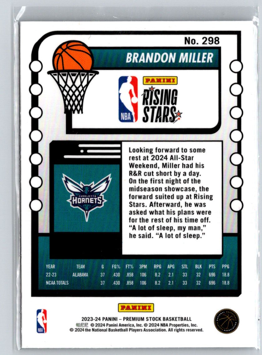 2023-24 Hoops Premium Stock #298 Brandon Miller K51