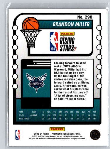 2023-24 Hoops Premium Stock #298 Brandon Miller K51