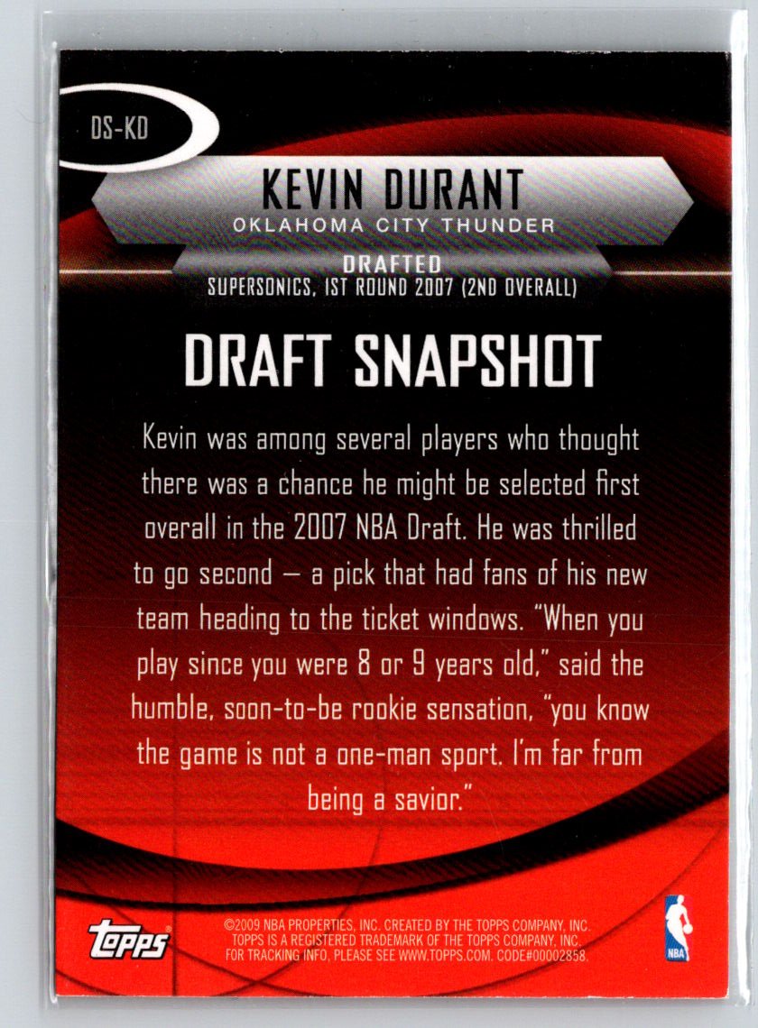 2009-10 Topps #DS-KD Kevin Durant Draft Snapshot K51