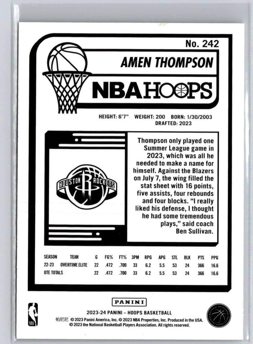 2023-24 Hoops Winter #242 Amen Thompson K52