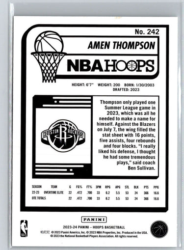 2023-24 Hoops Winter #242 Amen Thompson K52