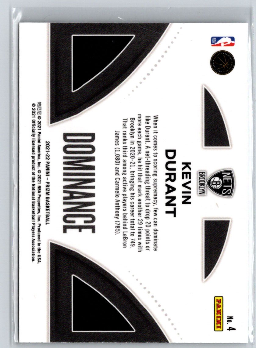2021-22 Panini Prizm #4 Kevin Durant Dominance Prizms Silver K54