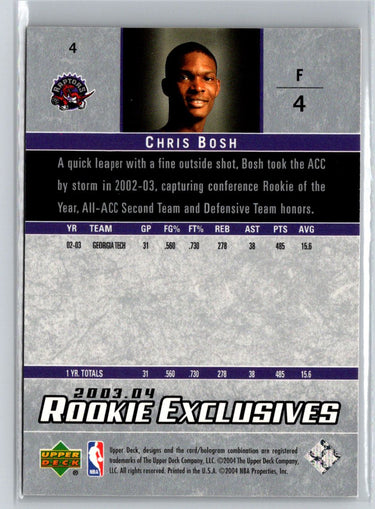 2003-04 Upper Deck Rookie Exclusives #4 Chris Bosh K54