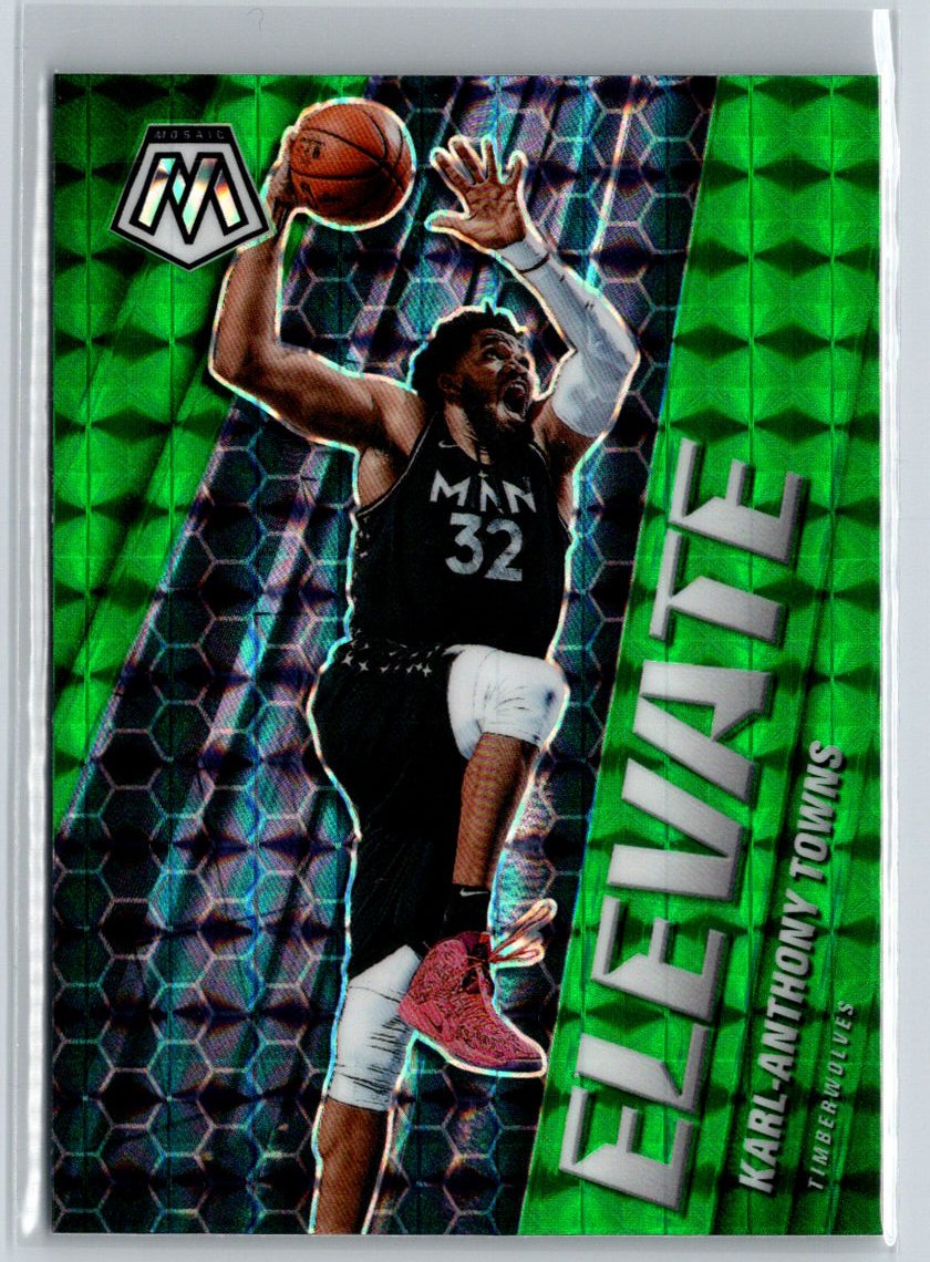 2020-21 Panini Mosaic #15 Karl-Anthony Towns Elevate Mosaic Green K55