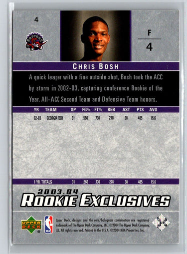 2003-04 Upper Deck Rookie Exclusives #4 Chris Bosh K56