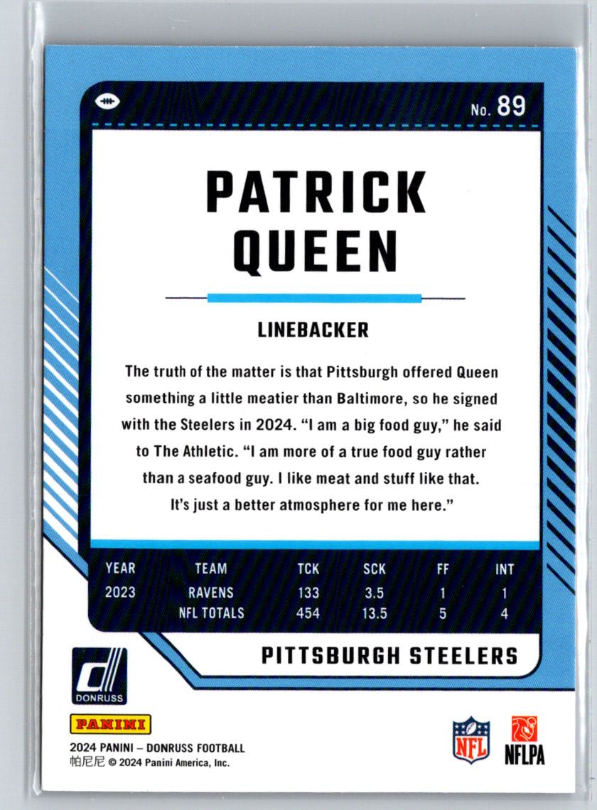 2024 Donruss #89 Patrick Queen Press Proof Purple K56