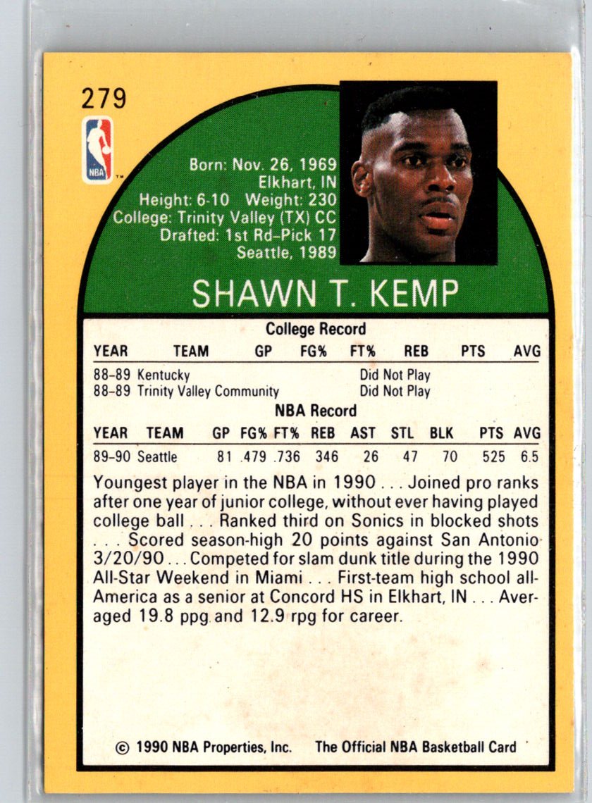 1990-91 Hoops #279 Shawn Kemp K57