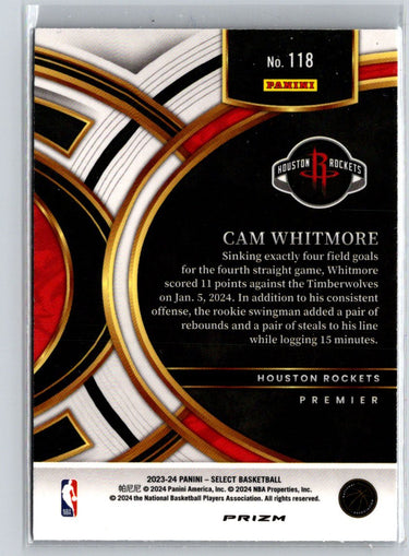 2023-24 Panini Select #118 Cam Whitmore Blue Cracked Ice Prizms K58