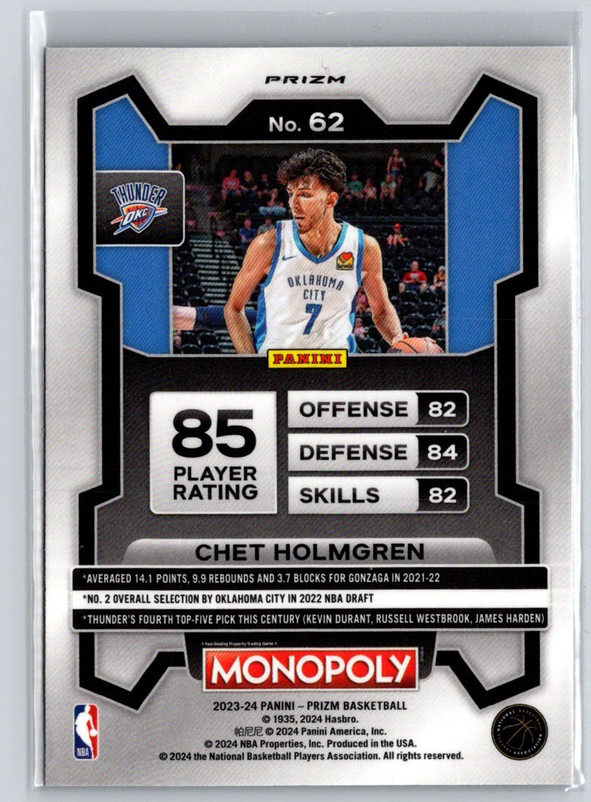 2023-24 Panini Prizm Monopoly #62 Chet Holmgren Purple K58