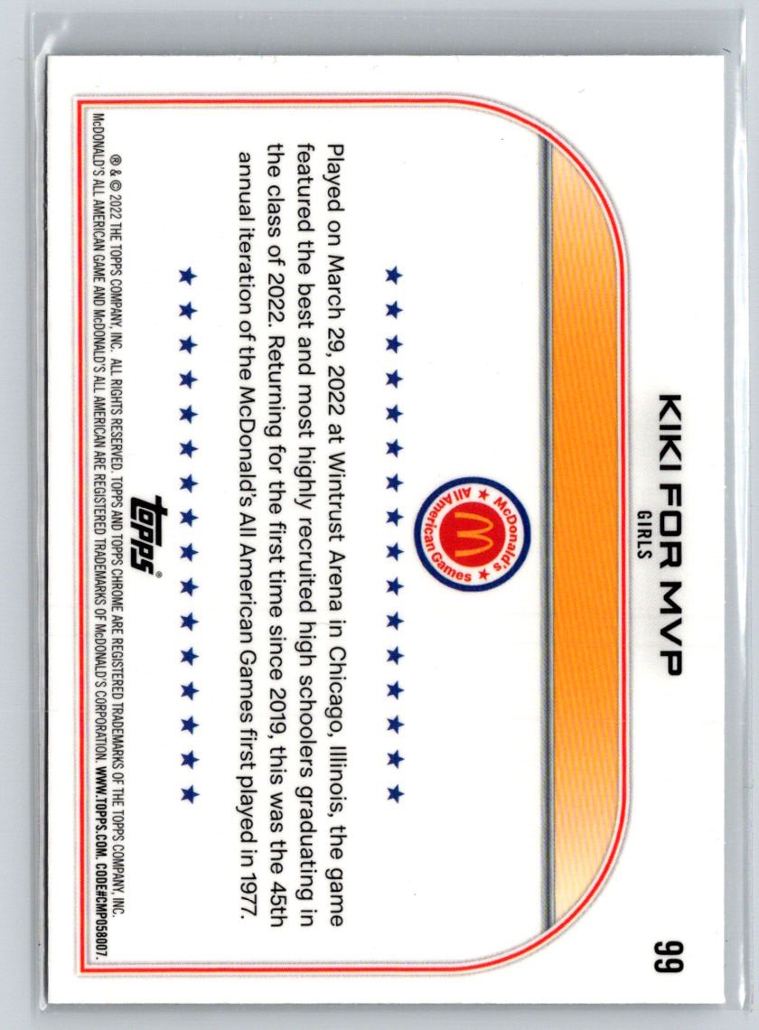 2022 Topps Chrome McDonald's All American #99 Kiki For RayWave K59