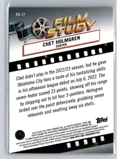 2024-25 Topps Chrome - Film Study Refractor #FS-12 Chet Holmgren K60