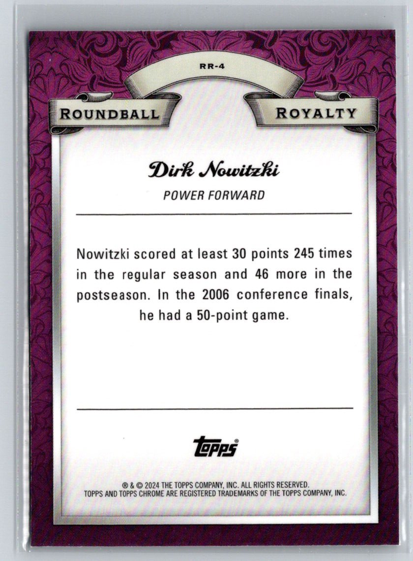 2023-24 Topps Chrome #RR-4 Dirk Nowitzki Roundball Royalty Refractor Blue K60