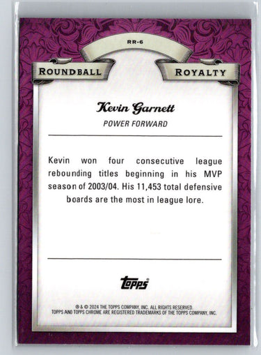 2023-24 Topps Chrome #RR-6 Kevin Garnett Roundball Royalty Refractor Blue K60