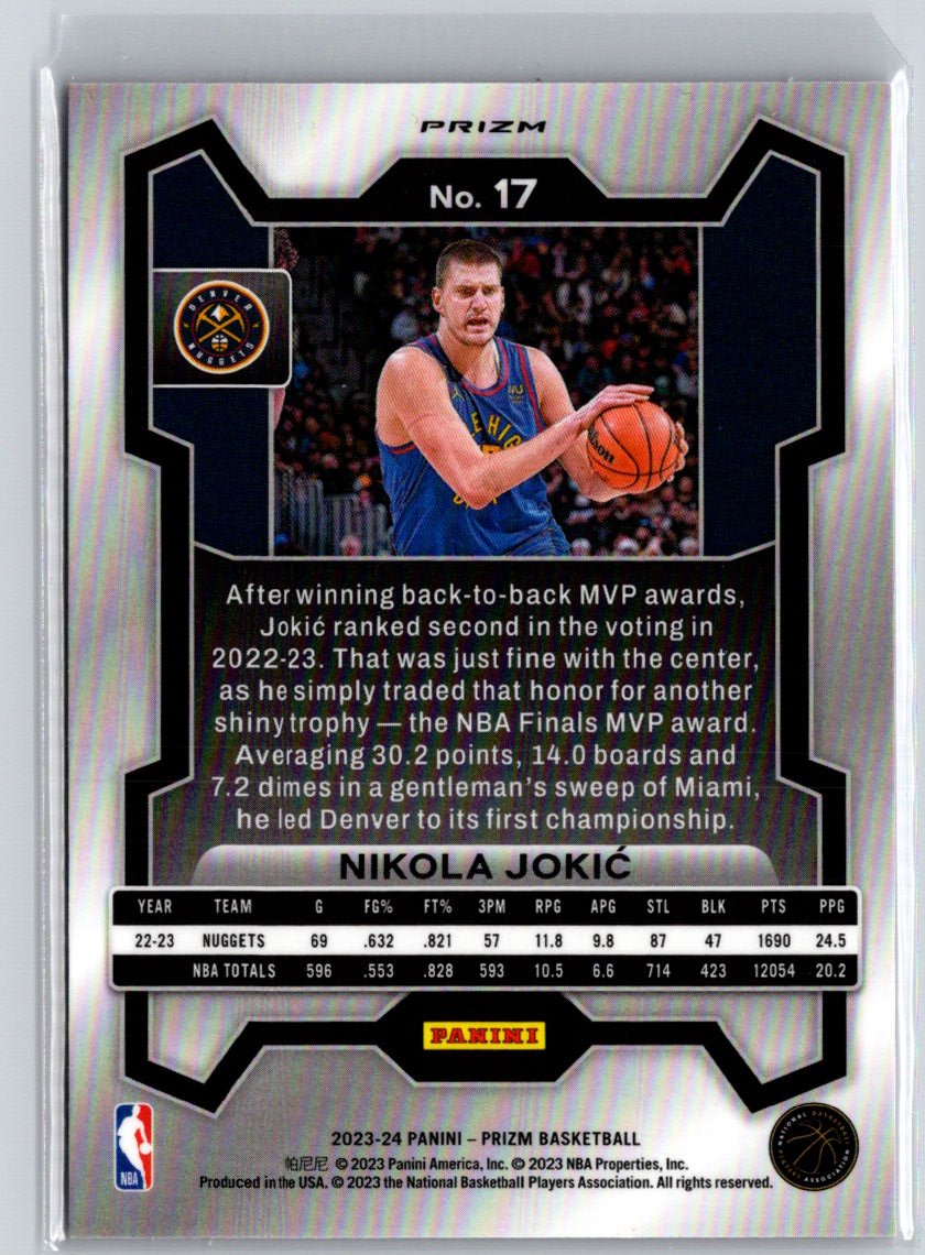 2023-24 Panini Prizm #17 Nikola Jokic Prizms Pink Ice K60