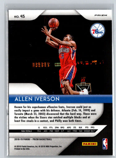 2018-19 Panini Prizm #45 Allen Iverson Prizms Silver K61
