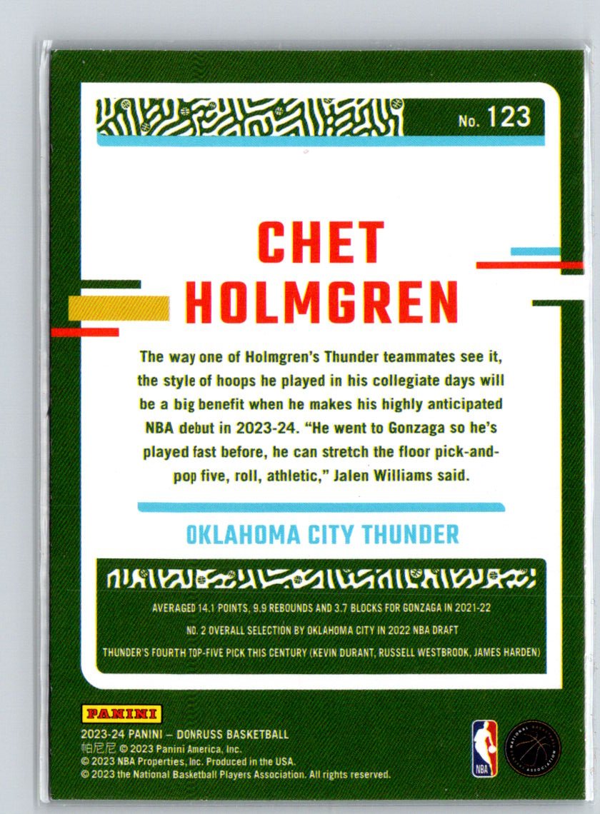 2023-24 Donruss #123 Chet Holmgren Green Laser Holo K61