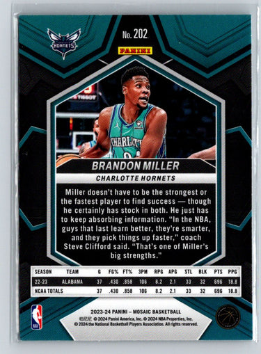 2023-24 Panini Mosaic #202 Brandon Miller K63