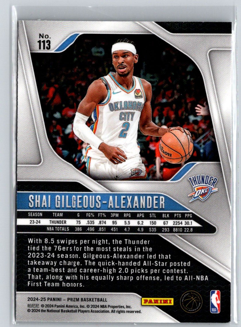 2024-25 Panini Prizm #113 Shai Gilgeous-Alexander K65