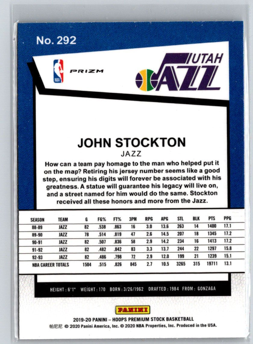2019-20 Hoops Premium Stock #292 John Stockton Prizms Red Cracked Ice K65