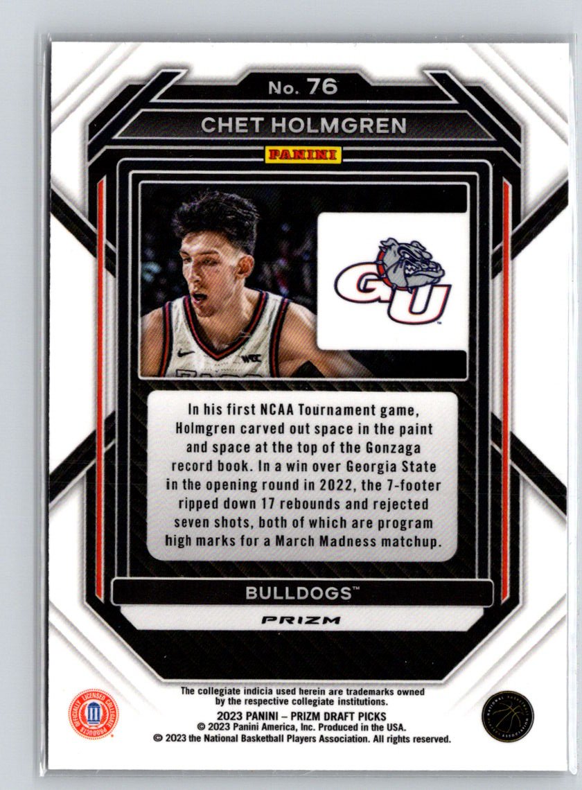 2023 Panini Prizm Draft Picks #76 Chet Holmgren Red Ice K65